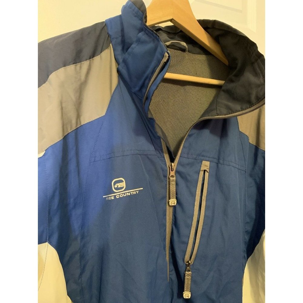 Free Country Men’s Sz‎ L blue Gray White windbreaker jacket